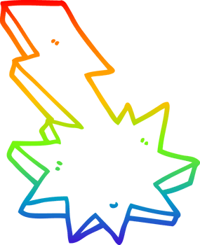 rainbow gradient line drawing of a cartoon lightning strike png
