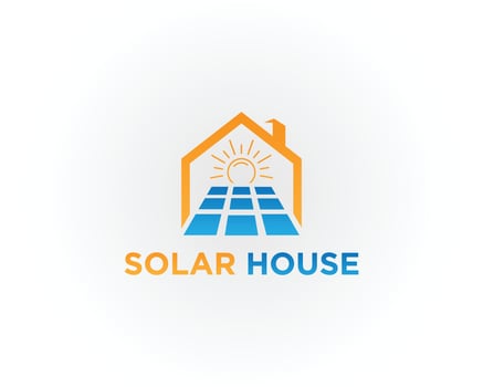 Sun solar house energy logo design vector template.