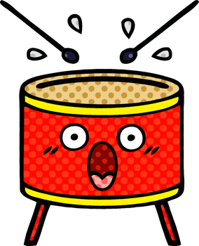 comic book style cartoon of a drum png