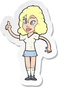 sticker of a cartoon pretty woman with idea png