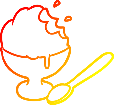 warm gradient line drawing of a ice cream dessert in bowl png