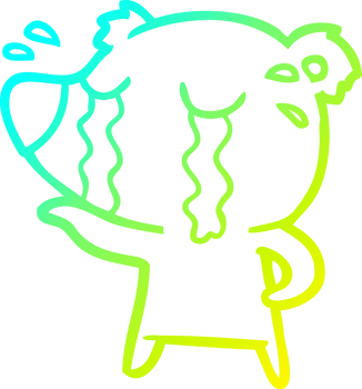 cold gradient line drawing of a cartoon crying polar bear png