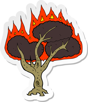 sticker of a cartoon burning tree png