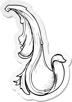 sticker of a traditional hand drawn floral swirl png