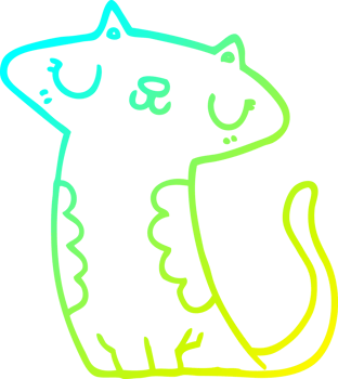cold gradient line drawing of a cartoon cat png
