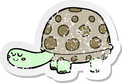 retro distressed sticker of a cartoon tortoise png