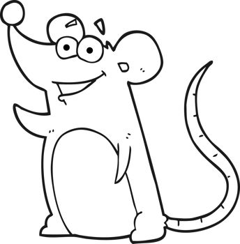hand drawn black and white cartoon mouse png