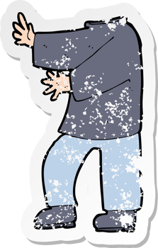retro distressed sticker of a cartoon male body drawing png
