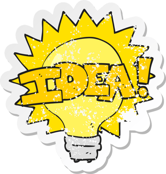 retro distressed sticker of a cartoon idea light bulb symbol drawing png