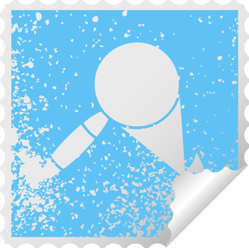 distressed square peeling sticker symbol of a magnifying glass png