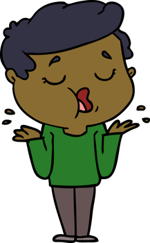 cartoon man talking and shrugging shoulders png