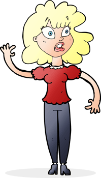 cartoon worried woman waving png