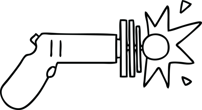 line drawing quirky cartoon laser gun png