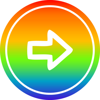 direction arrow circular icon with rainbow gradient finish png