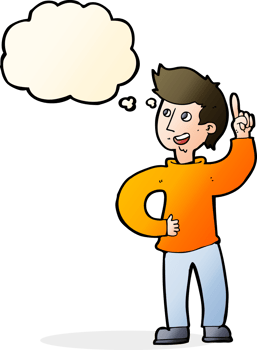 cartoon man with idea with thought bubble png