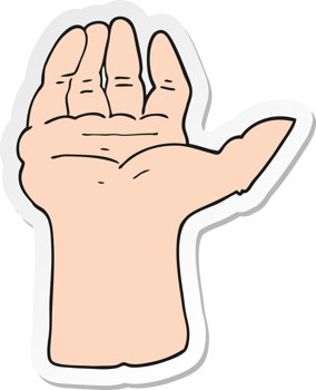 sticker of a cartoon open hand png