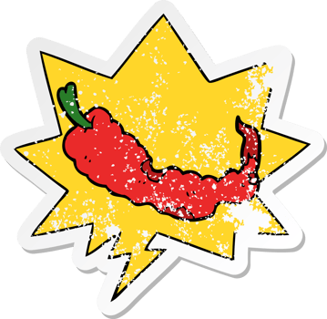 cartoon chili pepper with speech bubble distressed distressed old sticker png