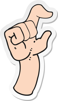 sticker of a cartoon hand making smallness gesture png