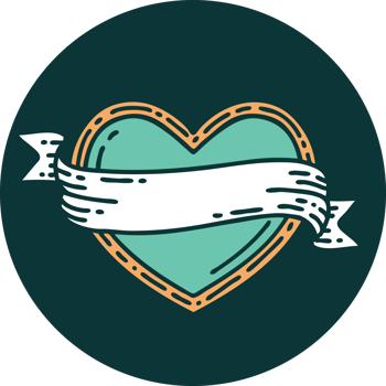 iconic tattoo style image of a heart and banner png