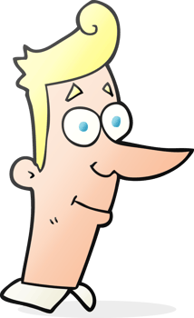 hand drawn cartoon smiling man png