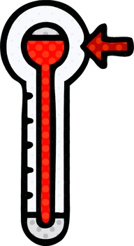 comic book style cartoon of a hot thermometer png