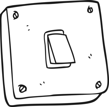 hand drawn black and white cartoon light switch png