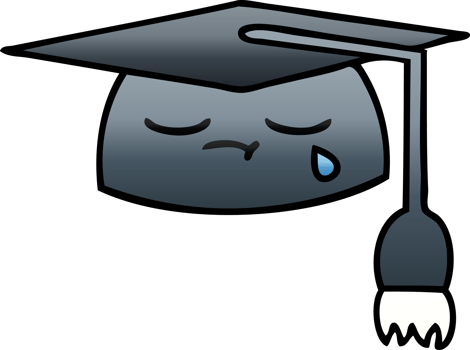 gradient shaded cartoon of a graduation hat png