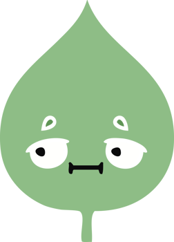 flat color retro cartoon of a expressional leaf png