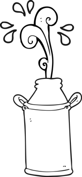 hand drawn black and white cartoon milk barrel png
