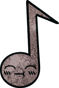 retro grunge texture cartoon of a musical note png