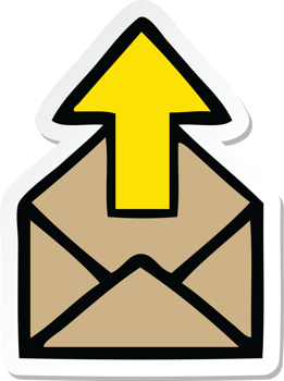 sticker of a cute cartoon envelope with arrow png