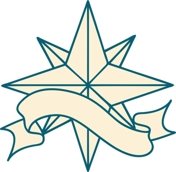 traditional tattoo with banner of a star png