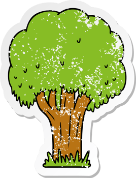 hand drawn distressed sticker cartoon doodle of a summer tree png