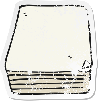 retro distressed sticker of a cartoon stack of paper png