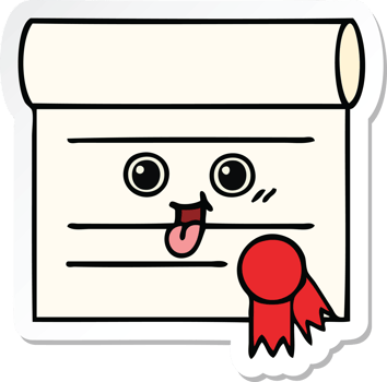 sticker of a cute cartoon certificate png