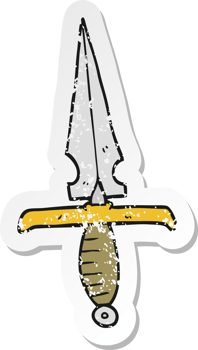 retro distressed sticker of a cartoon dagger png