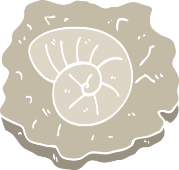 flat color illustration cartoon ancient fossil png