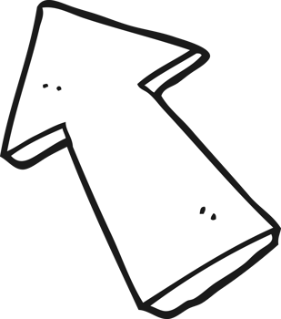 hand drawn black and white cartoon pointing arrow png