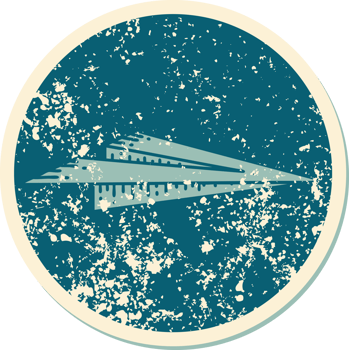iconic distressed sticker tattoo style image of a paper airplane png