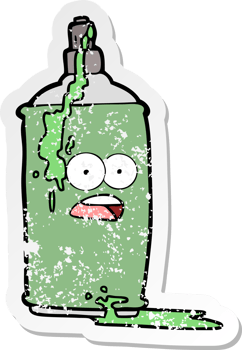 distressed sticker of a cartoon spray paint can png