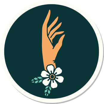 sticker of tattoo in traditional style of a hand and flower png