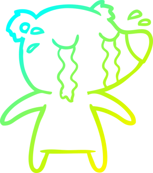 cold gradient line drawing of a cartoon crying polar bear png
