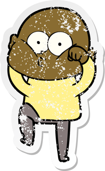 distressed sticker of a cartoon bald man staring png