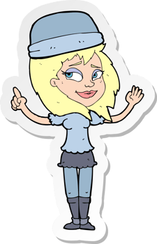 sticker of a cartoon woman in hat png