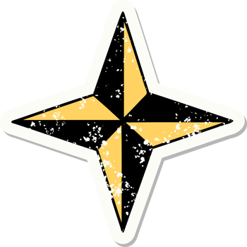 distressed sticker tattoo in traditional style of a star png
