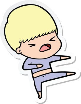 sticker of a cartoon stressed man png
