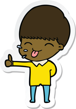 sticker of a happy cartoon boy png
