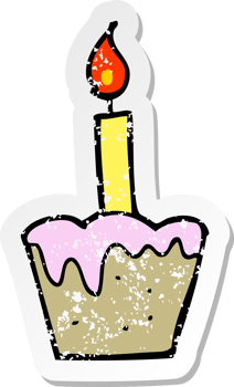 retro distressed sticker of a cartoon cupcake png