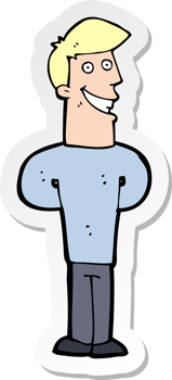 sticker of a cartoon grinning man png
