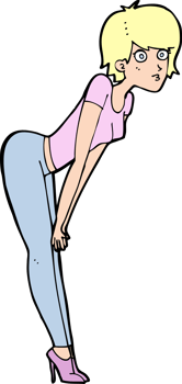 cartoon woman looking at something png